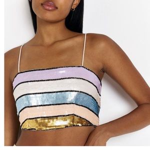 River Island Sequin Stripe Crop Top Eras Tour Costume Idea Taylor Swift